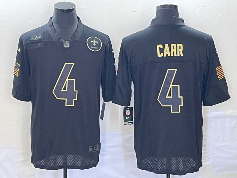 Men's New Orleans Saints Derek Carr #4 Black Jersey